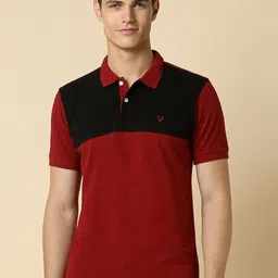 Allen Solly Colourblocked Short Sleeves Polo Collar Pure Cotton T-shirt-picture-14