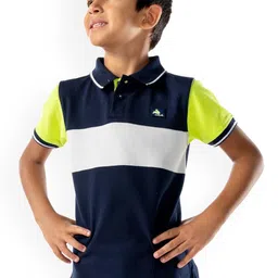 Cherry Crumble Kids Navy Blue Colourblocked Polo Collar T-shirt-picture-34