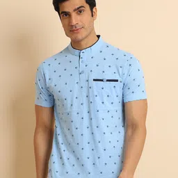 berry blues Conversational Printed Short Sleeves Mandarin Collar Cotton T-shirt-picture-19