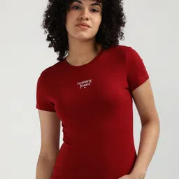 Tommy Hilfiger Women V-Neck Pure Cotton Pockets Slim Fit T-shirt-picture-12