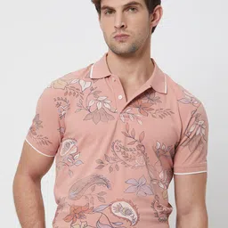 Mufti Slim Fit Floral Printed Cotton Casual T-shirt-picture-58