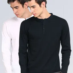 appulse Men Pack Of 2 Black & White Mandarin Collar T-Shirt-picture-21