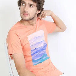 HIGHLANDER Men Coral Printed Round Neck Slim Fit T-shirt image 1