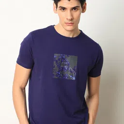 RARE RABBIT Men Capri Graphic Printed Slim Fit Cotton T-Shirt-picture-31