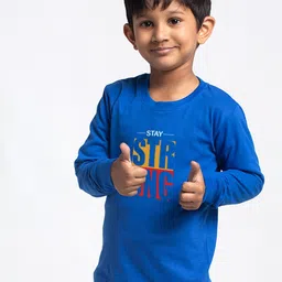 Friskers Boys Blue Typography Printed Applique Slim Fit T-shirt-picture-10
