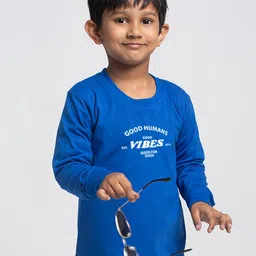 Friskers Boys Blue Typography Printed Applique Slim Fit T-shirt-picture-54