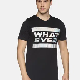 KULTPRIT Men Black & Silver-Toned Typography Printed Slim Fit T-shirt-picture-22