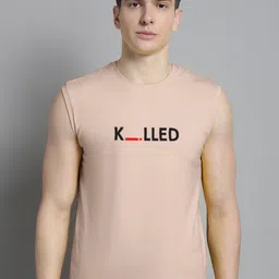 Friskers Typography Printed Sleeveless Bio Wash Slim Fit Cotton T-shirt-image-95