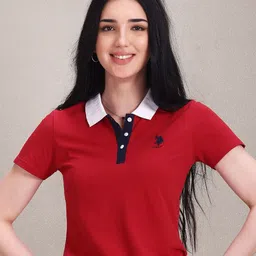 U.S. Polo Assn. Women Polo Collar Cotton Regular Fit T-shirt-picture-11