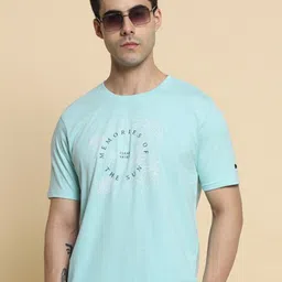 Dennis Lingo Sea Green Typography Printed Slim Fit T-shirt image 1