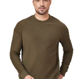 ZU Waffle Knit Drop Shoulder Sleeves Pure Cotton Pullover Sweatshirt-image-3