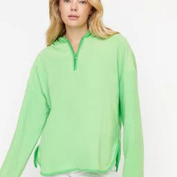 Trendyol Hooded Half Zipper Sweatshirt-picture-41