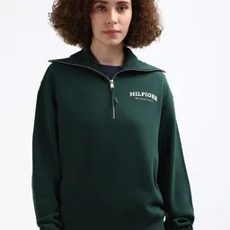 Tommy Hilfiger Spread Collar Long Sleeves Half Zipper Cotton Pullover Sweatshirt image 1