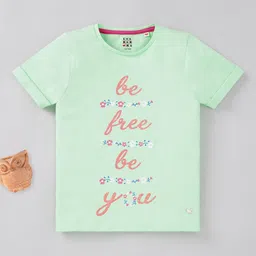Ed-a-Mamma Girls Typography Printed Cotton T-shirt-image-98