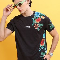 HIGHLANDER Black Floral Printed T-Shirt-picture-45