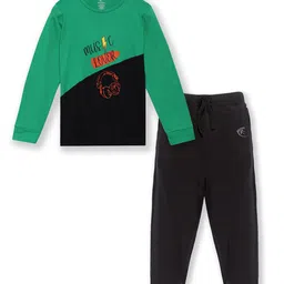 KiddoPanti Girls Green & Black Printed T-shirt-picture-38