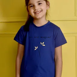 NUSYL Girls Typography Printed Round Neck Cotton T-shirt-picture-34