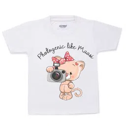 KNITROOT Kids White & Peach-Coloured Printed Cotton T-shirt-picture-27