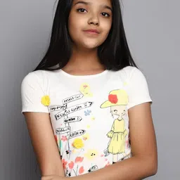 V-Mart Girls Graphic Printed Cotton T-shirt image 1