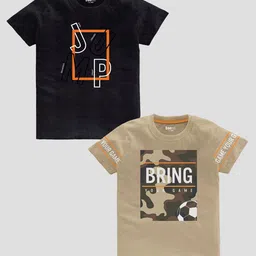 BAESD Boys Pack Of 2 Typography Printed Pure Cotton T-shirt-picture-39