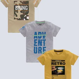 BAESD Boys Pack Of 3 Typography Printed Pure Cotton T-shirt-picture-23