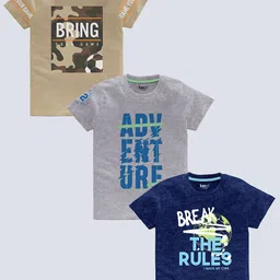 BAESD Boys Pack Of 3 Typography Printed Pure Cotton T-shirt-picture-12
