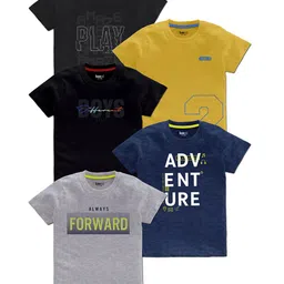 BAESD Boys Pack Of 5 Typography Printed Round Neck Regular T-shirt-picture-17