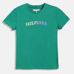 Tommy Hilfiger Girls Typography Printed Pure Cotton T-shirt-image-45