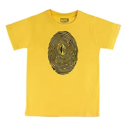 Marvel by Wear Your Mind Boys Yellow & Black Marvel Printed Pure Cotton Biowashed T-shirt image 1