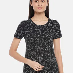 Honey by Pantaloons Women Black Floral Printed T-shirt-picture-11