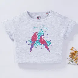 Ed-a-Mamma Girls Grey Printed Cap Sleeves Crop T-shirt-picture-55