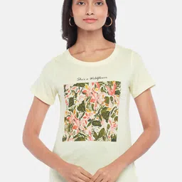 Honey by Pantaloons Women Yellow Floral Printed T-shirt-picture-41