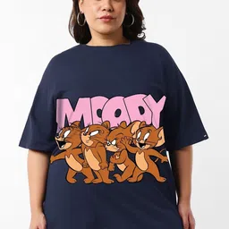 Bewakoof Plus Jerry Printed Drop-Shoulder Sleeves Oversized Cotton T-shirt image 1