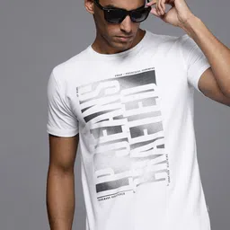 Louis Philippe Jeans Men White & Black Typography Printed T-shirt-picture-20