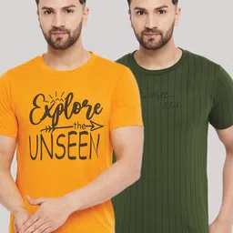 THE MILLION CLUB Men Yellow & Green Typography Printed T-shirt-picture-35