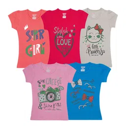 Kiddeo Girls Multicoloured 5 Printed T-shirt-picture-42