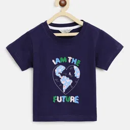 TALES & STORIES Girls Navy Blue Printed Cotton T-shirt-picture-42