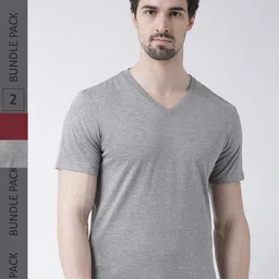 Friskers Pack Of 2 V-Neck Slim Fit Cotton T-shirts-picture-20