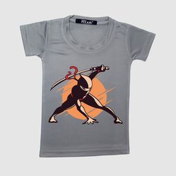 RISH Kids Grey & Black Ninja Printed Cotton T-shirt-picture-30