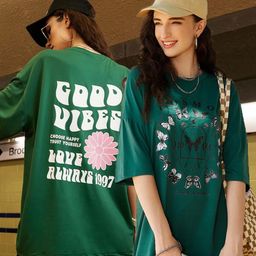 Christy World Pack of 2 Typography Printed Oversized T-shirt-picture-31