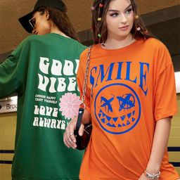 Christy World Pack of 2 Typography Printed Oversized T-shirt-picture-31