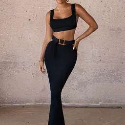 StyleCast Black Square Neck Top With Skirt image 1