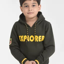 Crimsoune Club Boys Olive Green Explorer Printed Hooded Sweatshirt-image-32