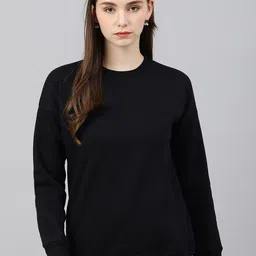 COLOR CAPITAL Women Black Solid Drop Shoulder Sweatshirt-image-68