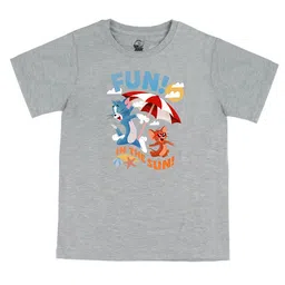 Tom & Jerry by Wear Your Mind Boys Grey & pearl blue Biker Polo Collar Raw Edge T-shirt-image-97