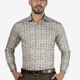 METAL Slim Fit Geometric Printed Pure Cotton Formal Shirt-picture-10