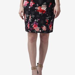 Popwings Women Black Floral Printed Casual  Skirt-picture-23