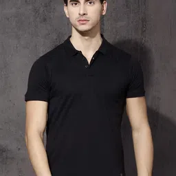 Roadster Men Black Solid Polo Collar Pure Cotton T-shirt-picture-15