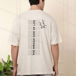 WROGN Men Typography Printed Round Neck Cotton Relaxed Fit T-shirt-picture-16