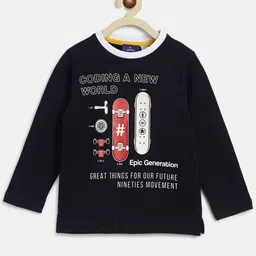 Chicco Boys Navy Blue Typography Printed Pure Cotton T-shirt-picture-14